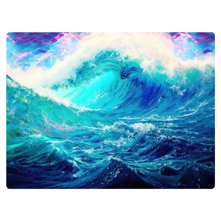 Tsunami Waves Ocean Sea Nautical Nature Water Nature Two Sides Premium Plush Fleece Blanket (Extra Small)