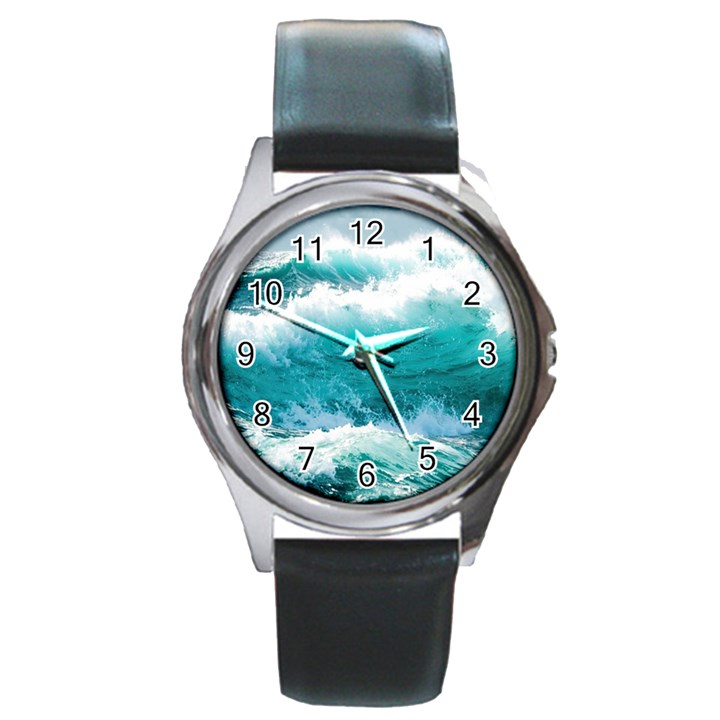 Waves Ocean Sea Tsunami Nautical 4 Round Metal Watch