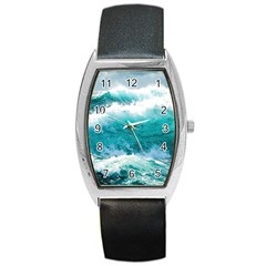 Waves Ocean Sea Tsunami Nautical 4 Barrel Style Metal Watch