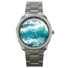 Waves Ocean Sea Tsunami Nautical 4 Sport Metal Watch by Jancukart