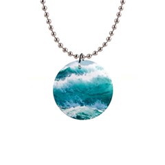 Waves Ocean Sea Tsunami Nautical 4 1  Button Necklace by Jancukart