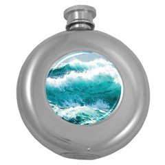 Waves Ocean Sea Tsunami Nautical 4 Round Hip Flask (5 Oz) by Jancukart