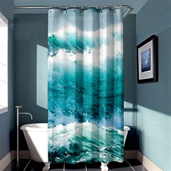 Waves Ocean Sea Tsunami Nautical 4 Shower Curtain 36  X 72  (stall)  by Jancukart