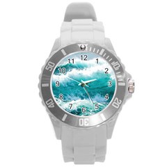 Waves Ocean Sea Tsunami Nautical 4 Round Plastic Sport Watch (l) by Jancukart