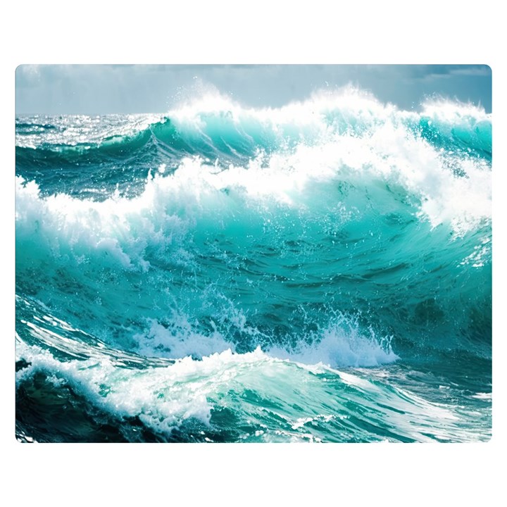 Waves Ocean Sea Tsunami Nautical 4 Two Sides Premium Plush Fleece Blanket (Medium)