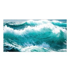 Waves Ocean Sea Tsunami Nautical 4 Satin Shawl 45  X 80 