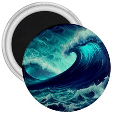 Waves Ocean Sea Tsunami Nautical 3  Magnets by Jancukart