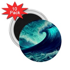 Waves Ocean Sea Tsunami Nautical 2 25  Magnets (10 Pack)  by Jancukart