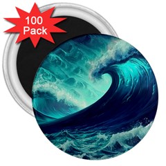 Waves Ocean Sea Tsunami Nautical 3  Magnets (100 Pack) by Jancukart