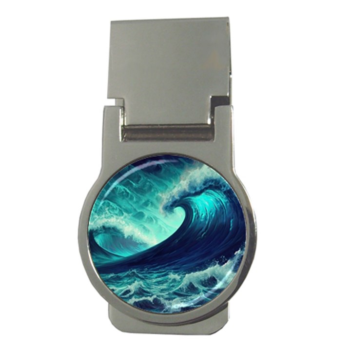 Waves Ocean Sea Tsunami Nautical Money Clips (Round) 