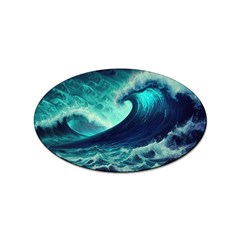 Waves Ocean Sea Tsunami Nautical Sticker (oval) by Jancukart