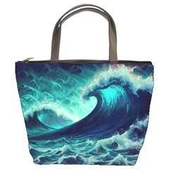 Waves Ocean Sea Tsunami Nautical Bucket Bag by Jancukart