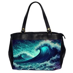 Waves Ocean Sea Tsunami Nautical Oversize Office Handbag (2 Sides) by Jancukart