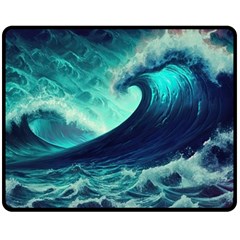 Waves Ocean Sea Tsunami Nautical Fleece Blanket (medium) by Jancukart