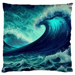 Waves Ocean Sea Tsunami Nautical Large Cushion Case (one Side)