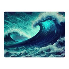 Waves Ocean Sea Tsunami Nautical Two Sides Premium Plush Fleece Blanket (mini) by Jancukart