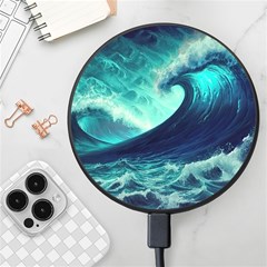 Waves Ocean Sea Tsunami Nautical Wireless Fast Charger(black) by Jancukart