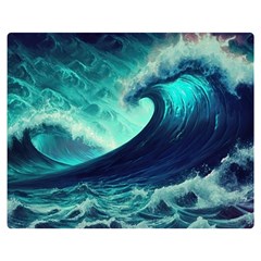 Waves Ocean Sea Tsunami Nautical Premium Plush Fleece Blanket (medium) by Jancukart