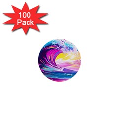 Tsunami Waves Ocean Sea Nautical Nature Water Blue Water 1  Mini Buttons (100 Pack) 