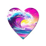 Tsunami Waves Ocean Sea Nautical Nature Water Blue Water Heart Magnet Front