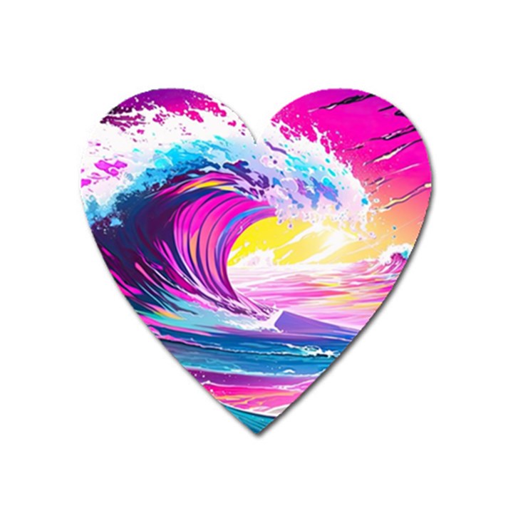 Tsunami Waves Ocean Sea Nautical Nature Water Blue Water Heart Magnet