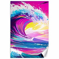 Tsunami Waves Ocean Sea Nautical Nature Water Blue Water Canvas 24  X 36 