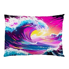 Tsunami Waves Ocean Sea Nautical Nature Water Blue Water Pillow Case by Jancukart