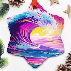 Tsunami Waves Ocean Sea Nautical Nature Water Blue Water Snowflake Ornament (two Sides)