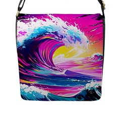 Tsunami Waves Ocean Sea Nautical Nature Water Blue Water Flap Closure Messenger Bag (l) by Jancukart