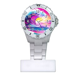 Tsunami Waves Ocean Sea Nautical Nature Water Blue Water Plastic Nurses Watch by Jancukart