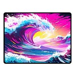 Tsunami Waves Ocean Sea Nautical Nature Water Blue Water Two Sides Fleece Blanket (Small) 45 x34  Blanket Front