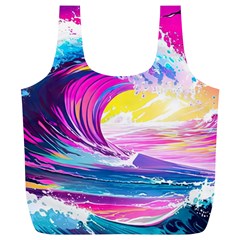 Tsunami Waves Ocean Sea Nautical Nature Water Blue Water Full Print Recycle Bag (xl) by Jancukart