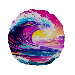 Tsunami Waves Ocean Sea Nautical Nature Water Blue Water Standard 15  Premium Flano Round Cushions