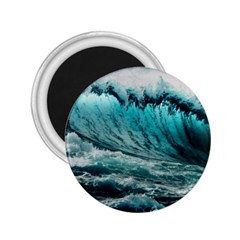 Tsunami Waves Ocean Sea Nautical Nature Water Blue Black 2 25  Magnets by Jancukart