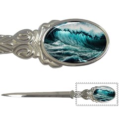 Tsunami Waves Ocean Sea Nautical Nature Water Blue Black Letter Opener by Jancukart