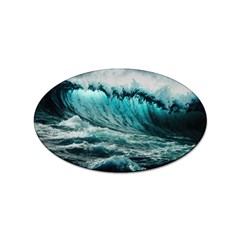 Tsunami Waves Ocean Sea Nautical Nature Water Blue Black Sticker Oval (100 Pack) by Jancukart