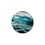 Tsunami Waves Ocean Sea Nautical Nature Water Blue Black Golf Ball Marker Front