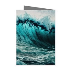 Tsunami Waves Ocean Sea Nautical Nature Water Blue Black Mini Greeting Cards (pkg Of 8)