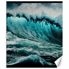 Tsunami Waves Ocean Sea Nautical Nature Water Blue Black Canvas 20  X 24  by Jancukart