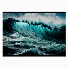 Tsunami Waves Ocean Sea Nautical Nature Water Blue Black Large Glasses Cloth (2 Sides)