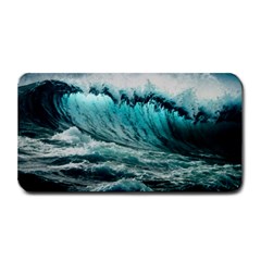 Tsunami Waves Ocean Sea Nautical Nature Water Blue Black Medium Bar Mat by Jancukart