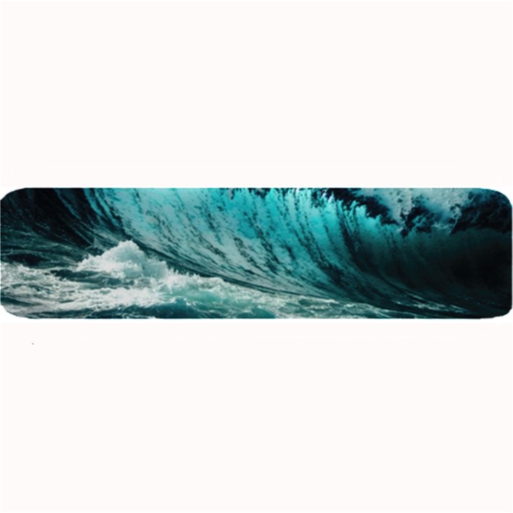 Tsunami Waves Ocean Sea Nautical Nature Water Blue Black Large Bar Mat