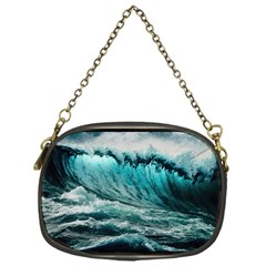 Tsunami Waves Ocean Sea Nautical Nature Water Blue Black Chain Purse (one Side) by Jancukart