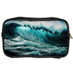 Tsunami Waves Ocean Sea Nautical Nature Water Blue Black Toiletries Bag (one Side)