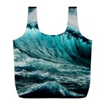 Tsunami Waves Ocean Sea Nautical Nature Water Blue Black Full Print Recycle Bag (L) Front