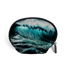 Tsunami Waves Ocean Sea Nautical Nature Water Blue Black Accessory Pouch (small)