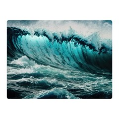 Tsunami Waves Ocean Sea Nautical Nature Water Blue Black Two Sides Premium Plush Fleece Blanket (mini) by Jancukart