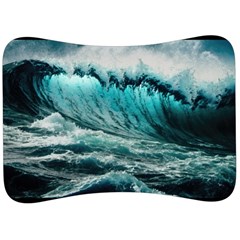 Tsunami Waves Ocean Sea Nautical Nature Water Blue Black Velour Seat Head Rest Cushion