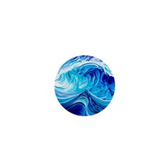 Tsunami Waves Ocean Sea Nautical Nature Abstract Blue Water 1  Mini Buttons