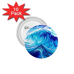 Tsunami Waves Ocean Sea Nautical Nature Abstract Blue Water 1 75  Buttons (10 Pack) by Jancukart